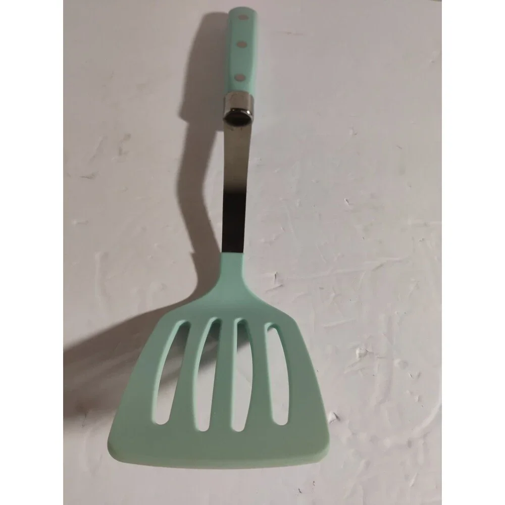 Martha Stewart Slotted Spatula Turner Aqua Sky Nylon Head Stainless Steel 14”